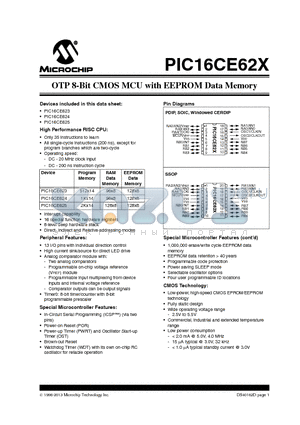 PIC16CE62X_13 datasheet - OTP 8-Bit CMOS MCU with EEPROM Data Memory
