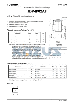 JDP4P02AT datasheet - UHF~VHF Band RF Switch Applications