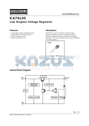 KA76L05 datasheet - Low Dropout Voltage Regulator