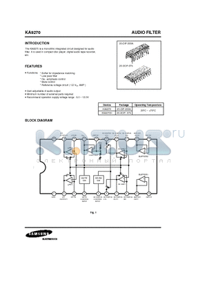 KA9270D datasheet - AUDIO FILTER INTRODUCTION