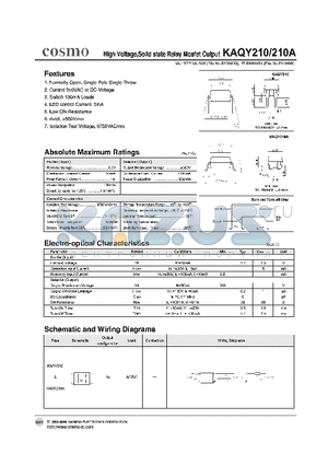 KAQY210A datasheet - HIGH VOLTAGE STATE RELAY MOSFET OUTPUT