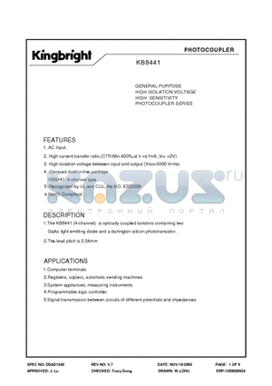 KB8441 datasheet - PHOTOCOUPLER