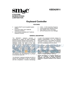 KBD42W11 datasheet - Keyboard controller is programmed to support