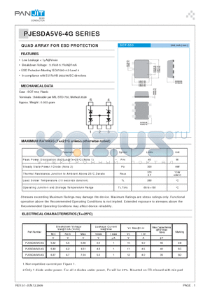 PJESDA6V2-4G datasheet - QUAD ARRAY FOR ESD PROTECTION