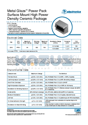 PPS11001000F datasheet - Metal Glaze Power Pack Surface Mount High Power Density Ceramic Package