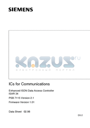 PSB7115 datasheet - Enhanced ISDN Data Access Controller ISAR 34