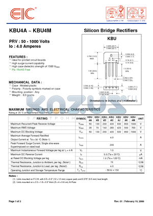 KBU4J datasheet - Silicon Bridge Rectifiers