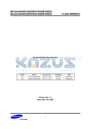 KFN1G16Q2M-DED6 datasheet - MuxOneNAND FLASH MEMORY