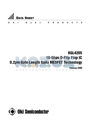 KGL4205 datasheet - 10-Gbps D-Flip Flop IC 0.2lm Gate Length GaAs MESFET Technology