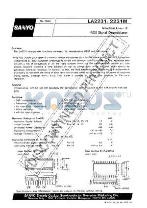 LA2231 datasheet - RDS Signal Demodulator