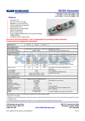 S151-0320XYZ-BB datasheet - DC/DC Converter