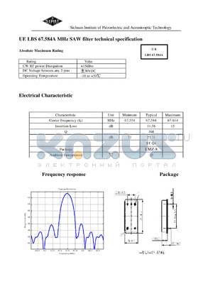 LBS67584A datasheet - SAW filter technical specification