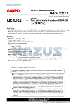 LE24L0221 datasheet - Two Wire Serial Interface EEPROM (2k EEPROM)