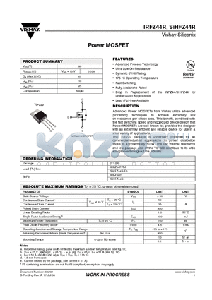 SIHFZ44R-E3 datasheet - Power MOSFET