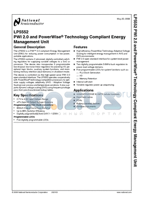 LP5552 datasheet - PWI 2.0 and PowerWise Technology Compliant Energy Management Unit