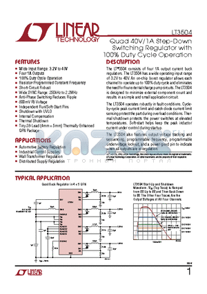 LT3504 datasheet - Quad 40V/1A Step-Down Switching Regulator