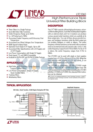 LTC1061CSW datasheet - High Performance Triple Universal Filter Building Block