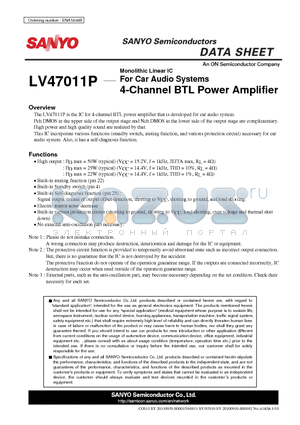 LV47011P datasheet - For Car Audio Systems 4-Channel BTL Power Amplifier