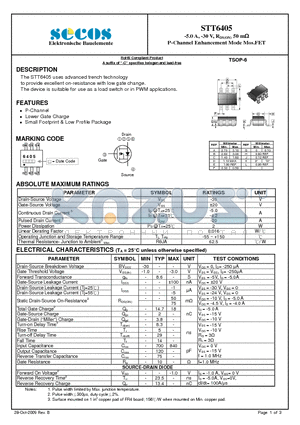 STT6405 datasheet - P-Channel Enhancement Mode Mos.FET