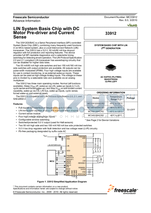 MC34912BR2 datasheet - LIN System Basis Chip with DC Motor Pre-driver and Current Sense