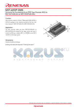 M3T-42DIP-DMS datasheet - Converter for Connecting 42-pin RSS Type Emulator MCU to M3T-DCT42B-450 (or M3T-SSOP42B-450)