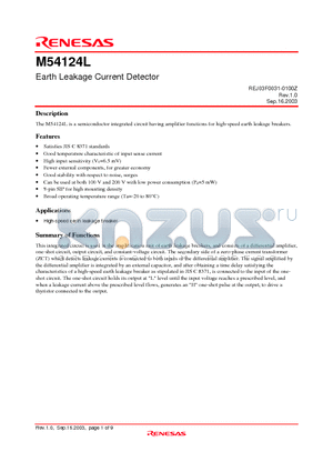 M54124L datasheet - Earth Leakage Current Detector