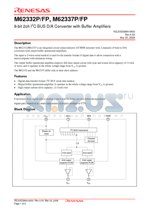 M62332P_08 datasheet - 8-bit 2ch I2C BUS D/A Converter with Buffer Amplifiers