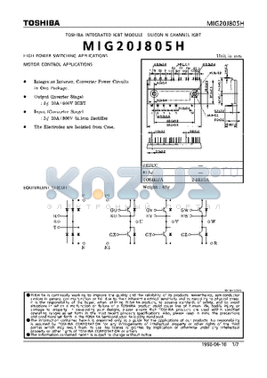 MIG20J805H datasheet - N CHANNEL IGBT (HIGH POWER SWITCHING, MOTOR CONTROL APPLICATIONS)