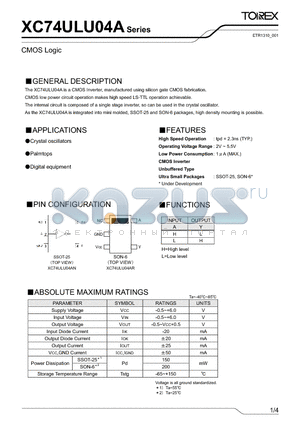 XC74ULU04A datasheet - CMOS Logic