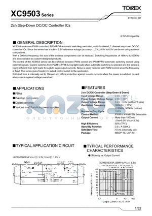 XC9503_1 datasheet - 2ch.Step-Down DC/DC Controller ICs