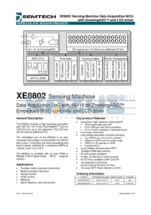 XE8802MI000 datasheet - Sensing Machine Data Acquisition MCU