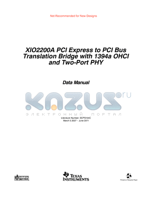 XIO2200A datasheet - PCI Express to PCI Bus Translation Bridge with 1394a OHCI and Two-Port PHY