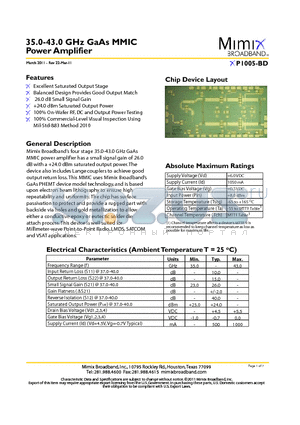 XP1005-BD_11 datasheet - 35.0-43.0 GHz GaAs MMIC