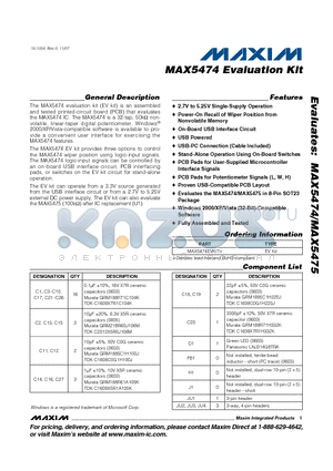 MAX5474 datasheet - MAX5474 Evaluation Kit