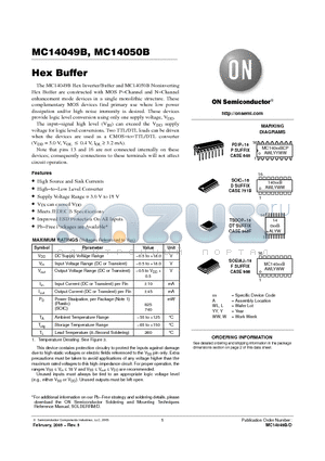 MC14049BCP datasheet - Hex Buffer