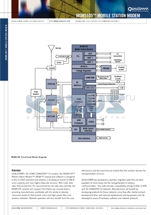 MSM5105 datasheet - MOBILE STATION MODEM, 3G CDMA Enabling Chipset (Pin compatible with the MSM3100 in a 208 FBGA package)