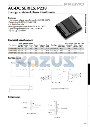 P238WD4DP1 datasheet - Third generation of planar transformers