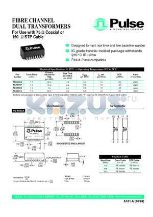 PE-65507 datasheet - FIBRE CHANNEL DUAL TRANSFORMERS For Use with 75 W Coaxial or 150 W STP Cable