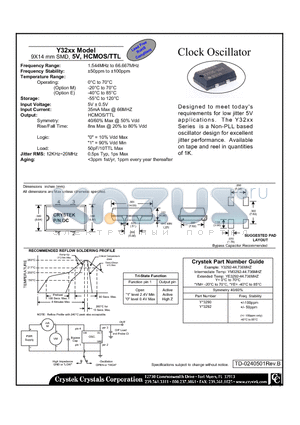 Y3290-44.736 datasheet - Clock Oscillator 9X14 mm SMD, 5V, HCMOS/TTL