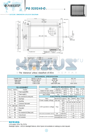 PG320240-D datasheet - OUTLINE DIMENSION & BLOCK DIAGRAM