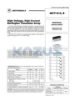 MCT1413B datasheet - High Voltage, High Current Darlington Transistor Array