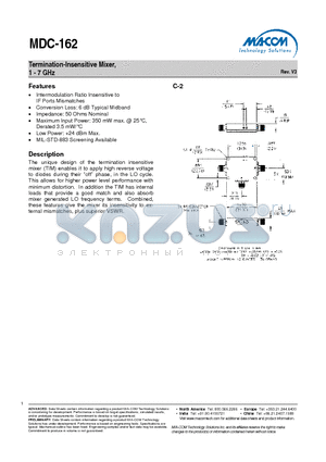 MDC-162 datasheet - Termination-Insensitive Mixer, 1 - 7 GHz