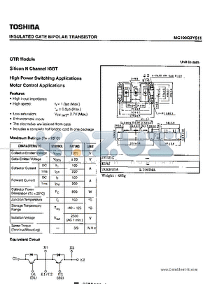 MG100Q2YS11 datasheet - GTR Module Silicon N Channel IGBT High Power Switching Applications Motor Control Applications