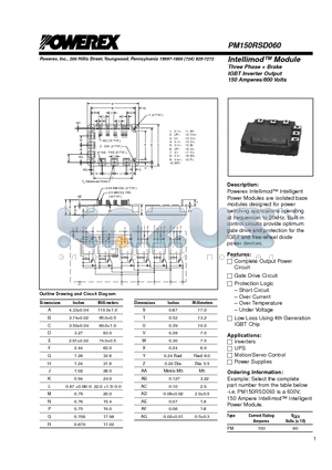 PM150RSD060 datasheet - Intellimod Module Three Phase  Brake IGBT Inverter Output (150 Amperes/600 Volts)