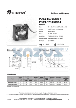 PO002 datasheet - DC Fans and Blowers