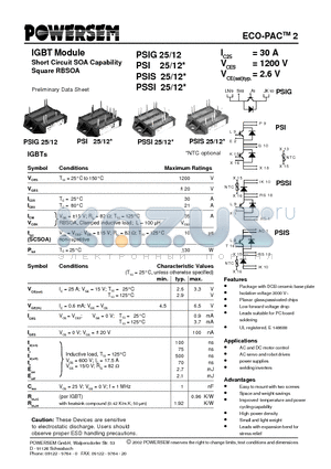 PSI25/12 datasheet - IGBT Module