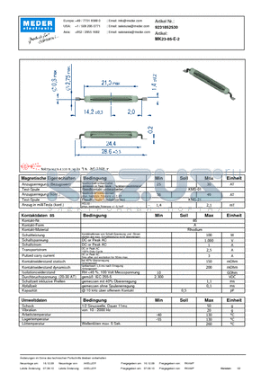 MK23-85-E-2_DE datasheet - (deutsch) MK Reed Sensor