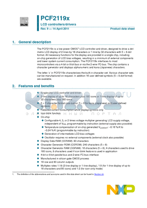 PCF2119X_11 datasheet - LCD controllers/drivers Single-chip LCD controller and driver