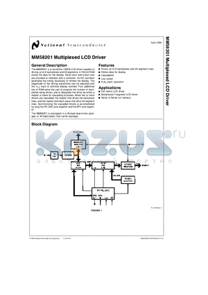 MM58201 datasheet - Multiplexed LCD Driver