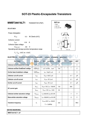 MMBT2907ALT1 datasheet - SOT-23 Plastic-Encapsulate Transistors